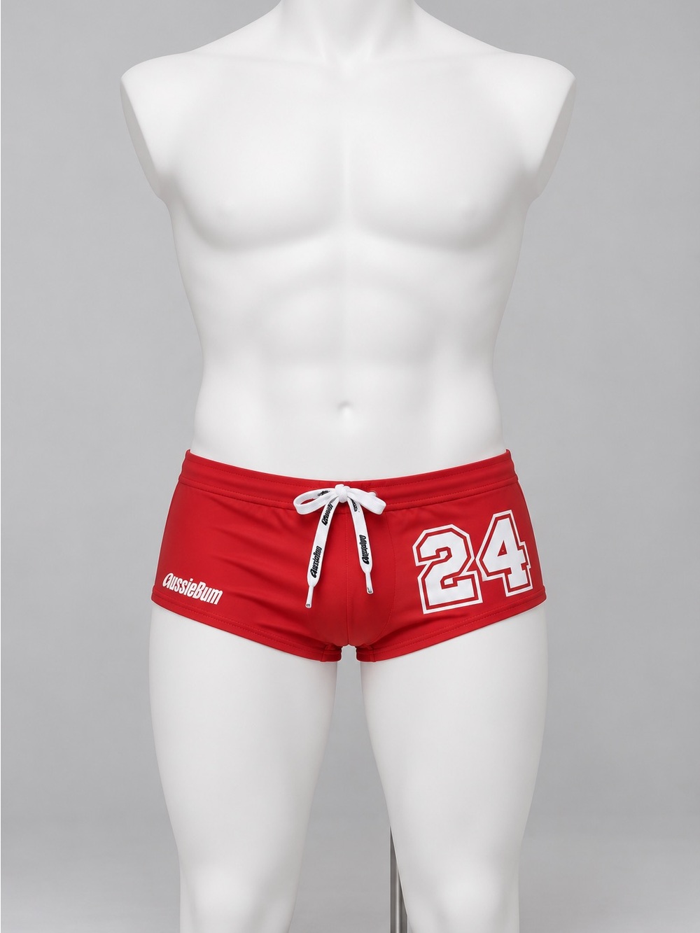 Men's Red Athletic Swim Trunks with Number 24 AussieBum